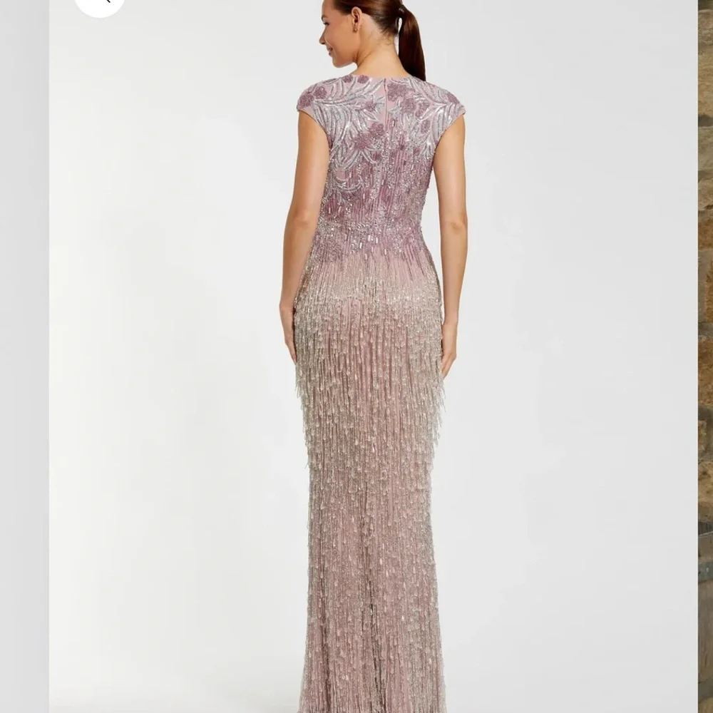 Mac Duggal Pink Fringe Wedding Dress - Picture 4 of 5